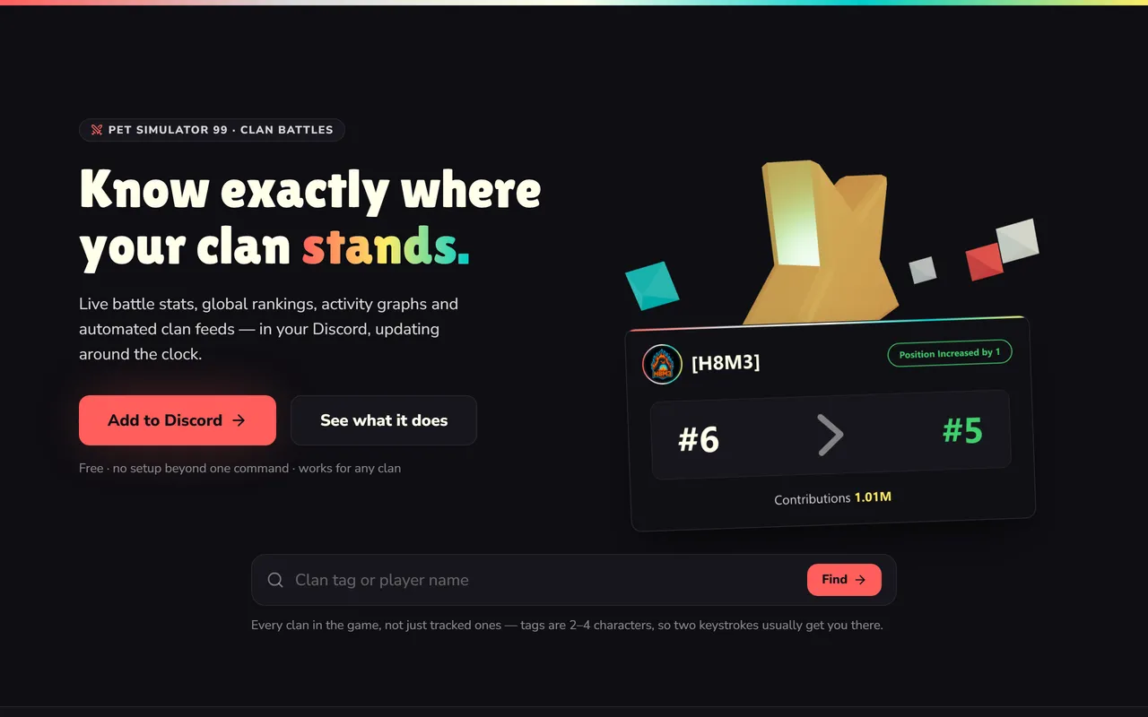 Clan Tracker — Know exactly where your clan stands.